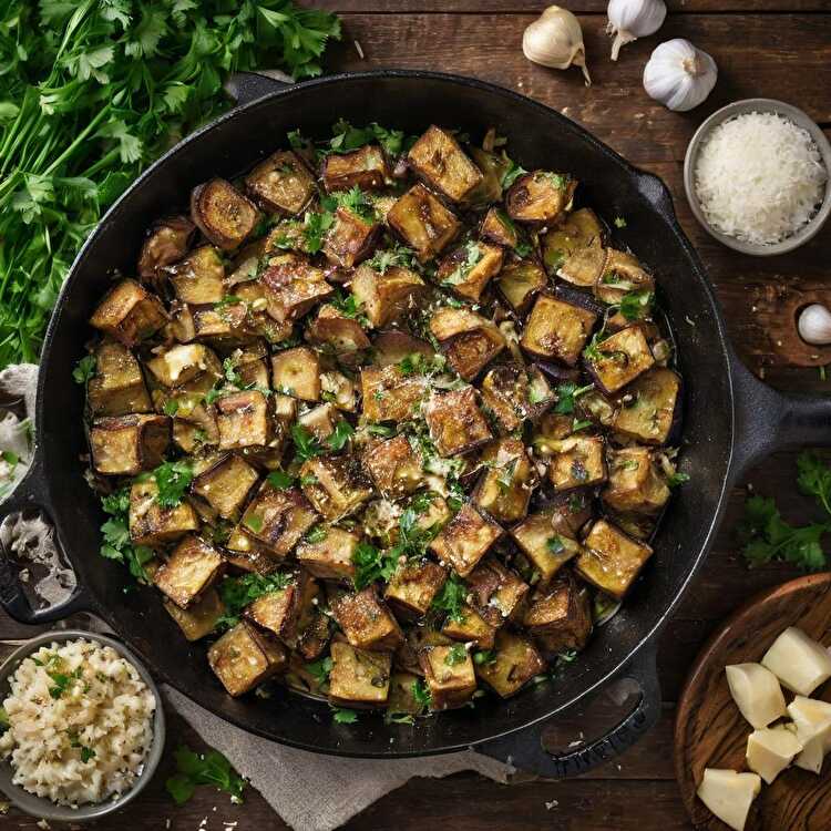 image Aubergines Sautées à l'Ail et au Parmesan