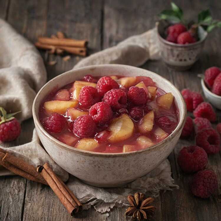 image Compote sans sucre ajouté de Pommes et Framboises à la Cannelle