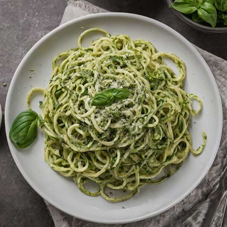 image Courgettes en Spaghetti au Pesto Allégé