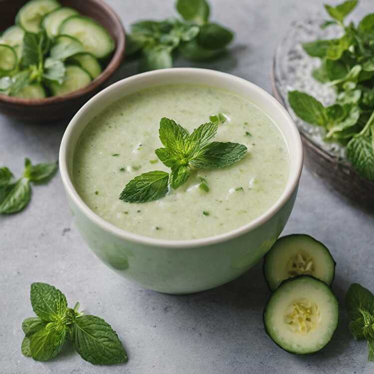 image Gaspacho light de concombre, menthe et yaourt