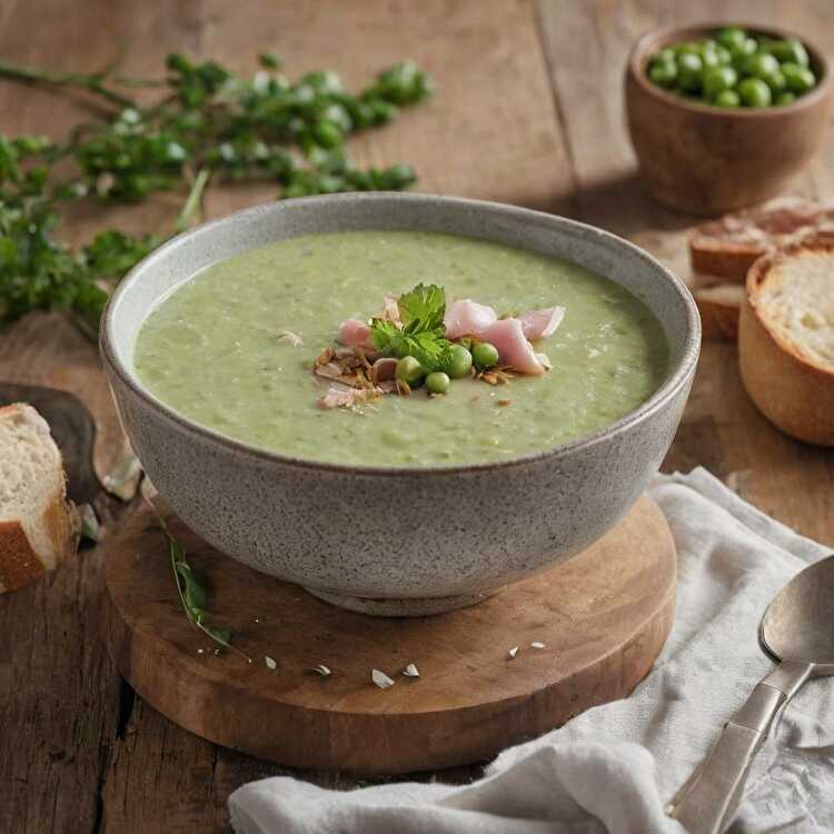 image Velouté de petits pois au jambon blanc