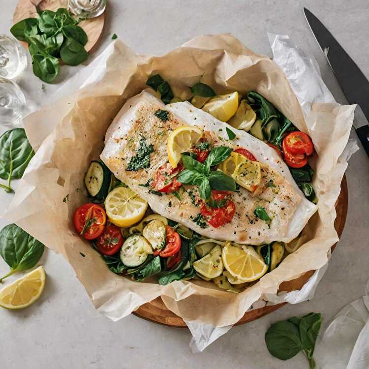 image Cabillaud Léger en Papillote aux Saveurs Méditerranéennes