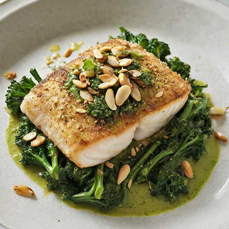 image Filets de Poisson au Pesto et Broccolini aux Amandes