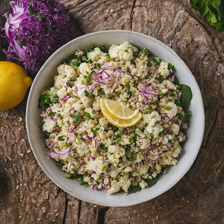 image Salade de Chou-Fleur à la Façon Taboulé avec Cœurs de Palmier