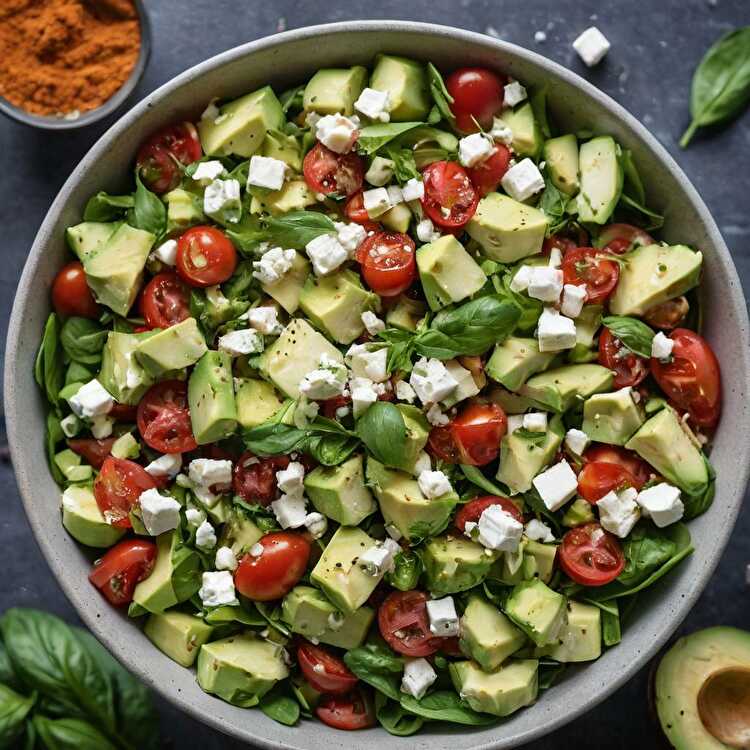 image Salade Keto d’avocat, tomates et feta