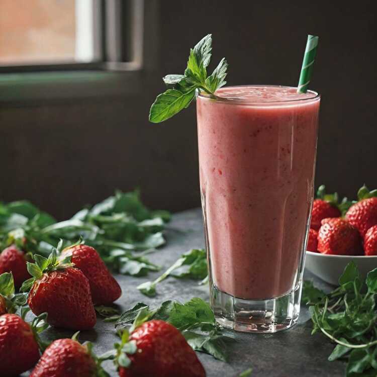 image Smoothie Keto à la Fraise et Roquette: Un Délice Matinal ou Dessert Cétogène