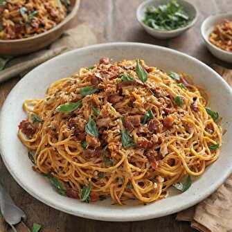 Spaghetti de Courge Butternut à la Mascarpone et Chorizo de dinde