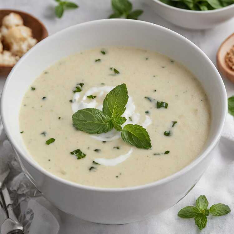 image Velouté de chou-fleur onctueux à la menthe et au lait de coco