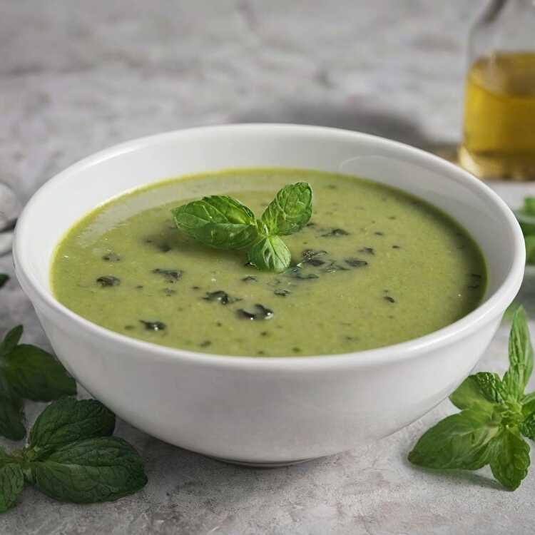 image Velouté de petits pois à la menthe et lait de coco