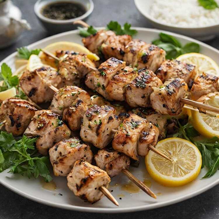 image Brochettes de Poulet Citronné à la Moutarde Légère