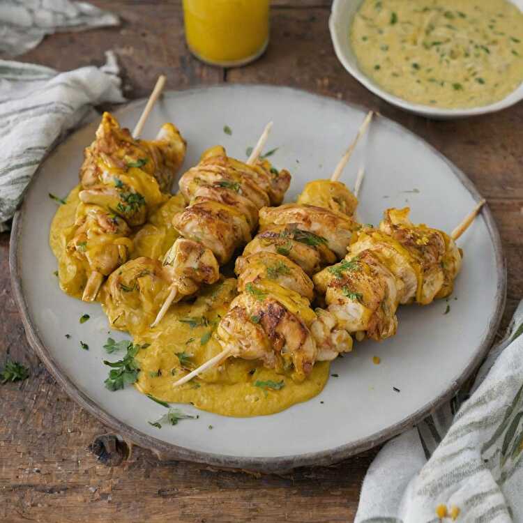 image Brochettes de Poulet Dukan au Yaourt et Épices