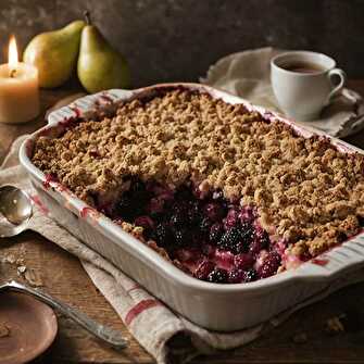 Crumble Léger aux Mûres et Poires