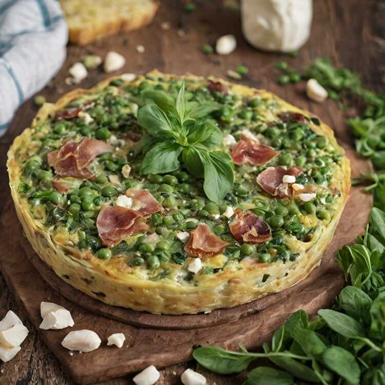 image Frittata Fraîcheur aux Petits Pois, Menthe et Chèvre