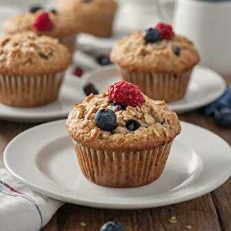 Muffins Légers aux Fruits Rouges, Yaourt et flocons d'avoine