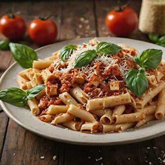 Penne Complètes au Tofu et Sauce Tomate Basilic