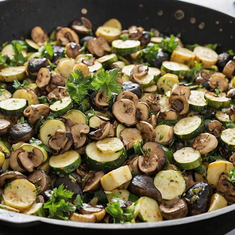 image Poêlée de Courgettes et Champignons aux Herbes