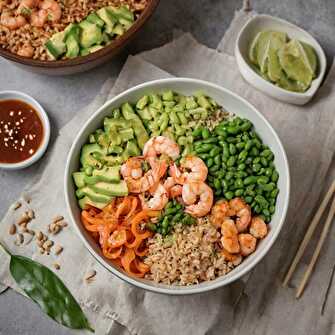 Poke bowl Crevettes à la Sauce Sriracha et Avocat