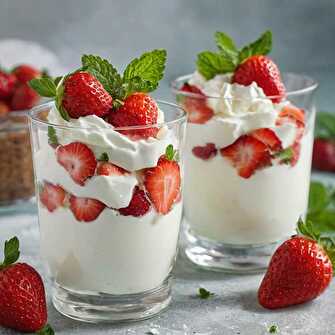 Recette Keto - Mousse Légère à la Fraise et Menthe Fraîche